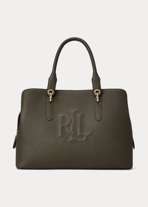 Satchel Ralph Lauren Mujer Verde Oscuro Oliva - Leather Medium Hayward - DOMEH3569